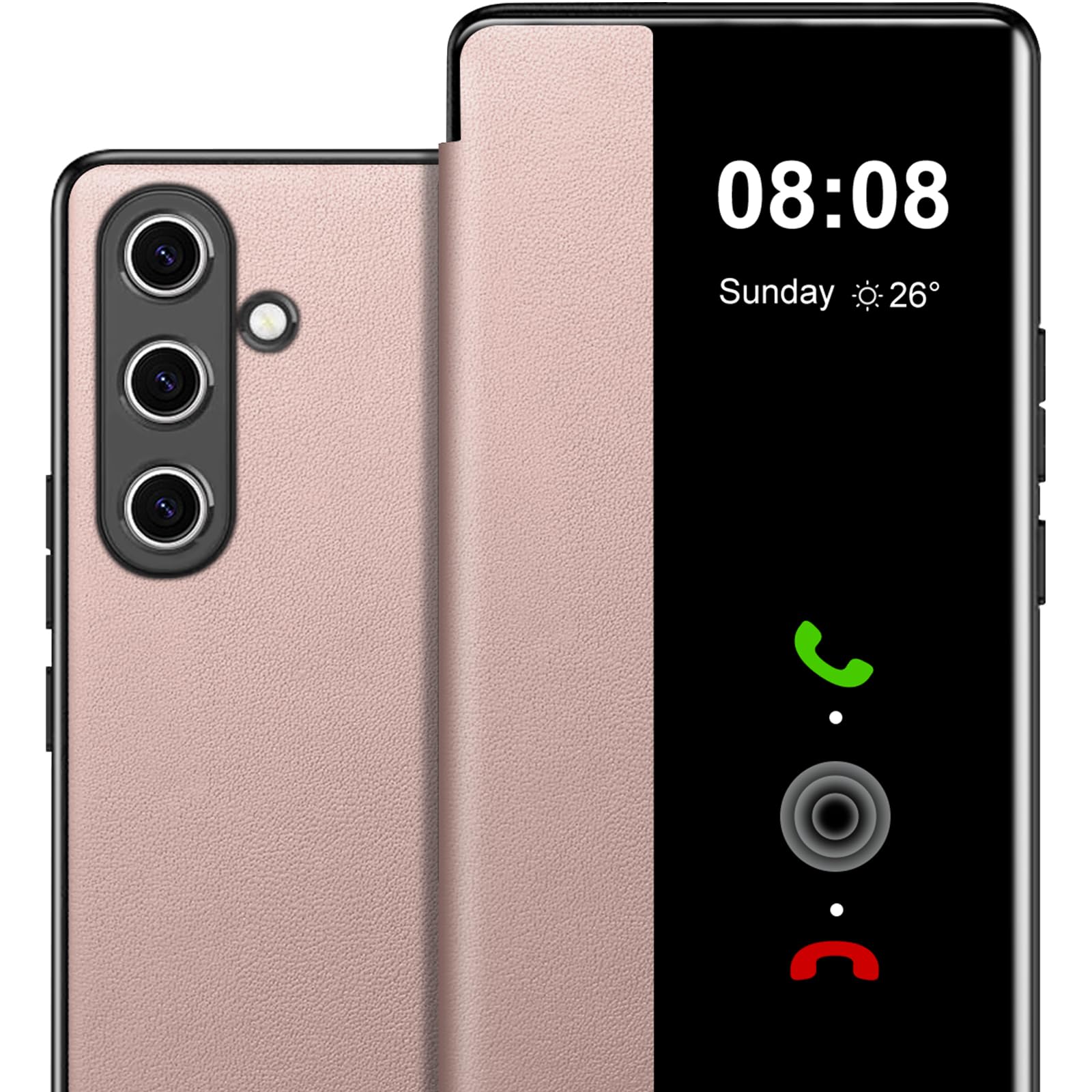 Nshkeji Handyhülle für Samsung S26 Serie Hülle S View, Clear View Flip Leder, Luxus Extra-Dünn Stoßfest Kratzfest Schutzhülle Cover Tasche Case Clear S View