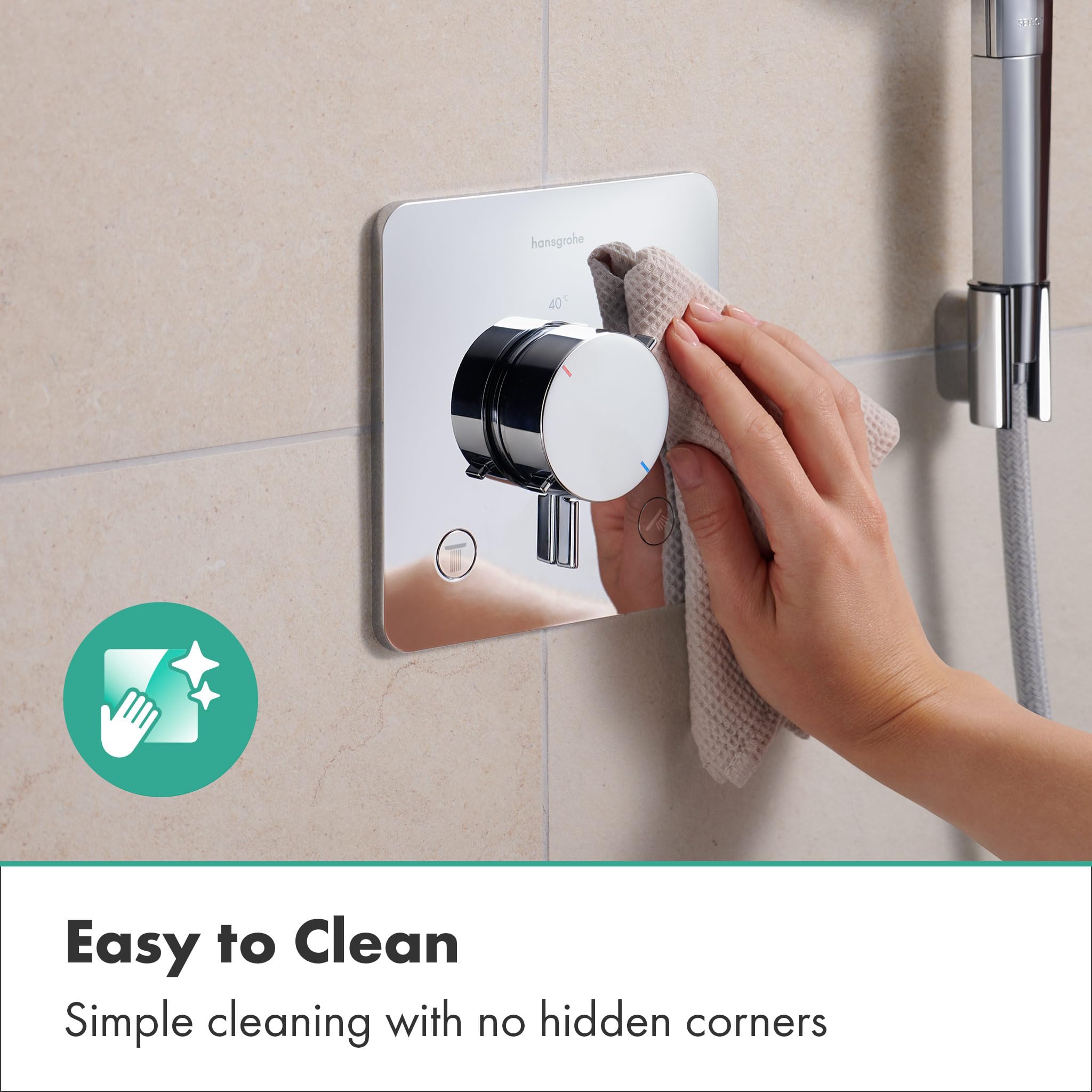 hansgrohe Ecostat Comfort Q - bateria termostatyczna podtynkowa, armatura łazienkowa z zabezpieczeniem przy 40 °C, termostat, kran do 2 odbiorników, chrom, 33713000