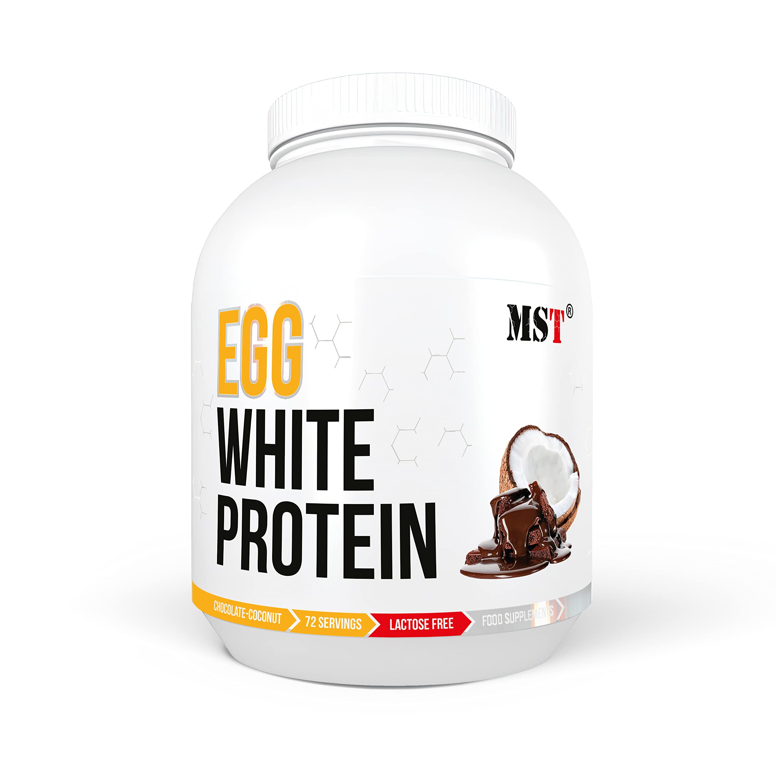 EGG White Protein 1800 g | Ei Eiweiß 72 Portionen Lactose free | Aspartame Free | MST® Nutrition Berlin (Chocolate - Coconut)