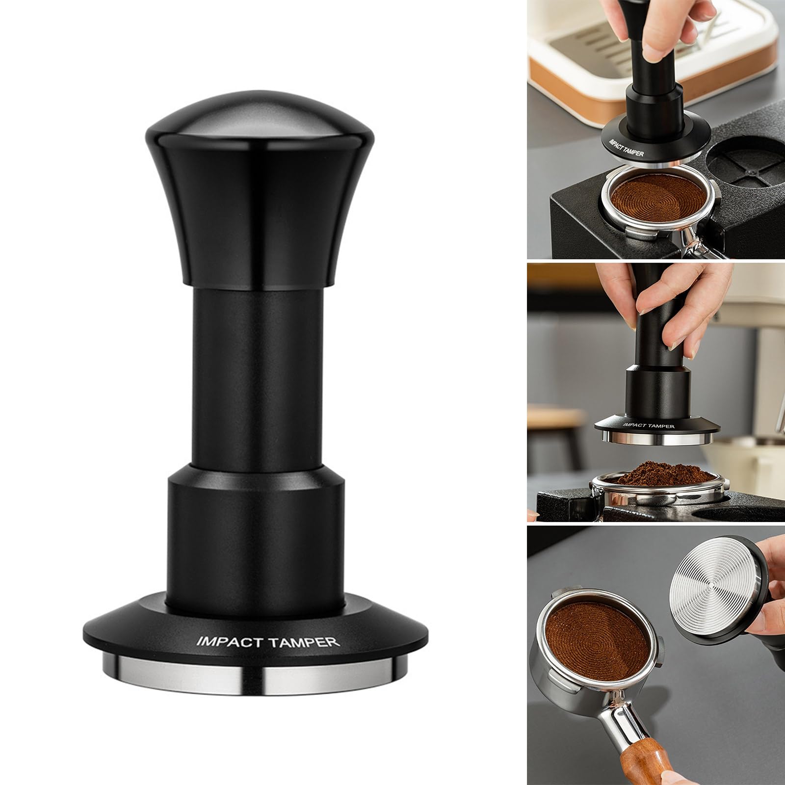 Pulverizador de prensa de café expreso de acero inoxidable de presión constante con mango cómodo martillo profesional