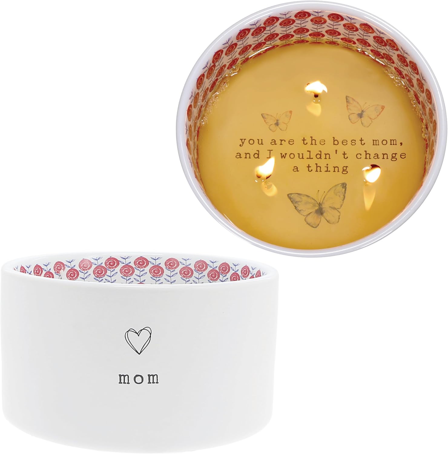 Pavilion Gift Company - Mom - 10-Ounce Surprise Hidden Message Natural Soy Wax Candle Jasmine Scented, 1 Count (Pack of 1), 5” x 2.67”