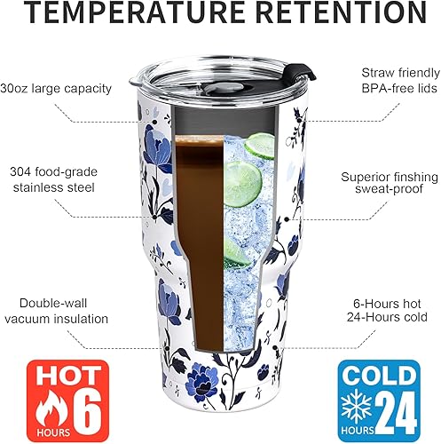 Miniatura 2 de Vaso de 30 onzas con tapas y pajillas, vaso aislado de doble pared, vaso de acero inoxidable al vacío, con recubrimiento en polvo, taza de café de