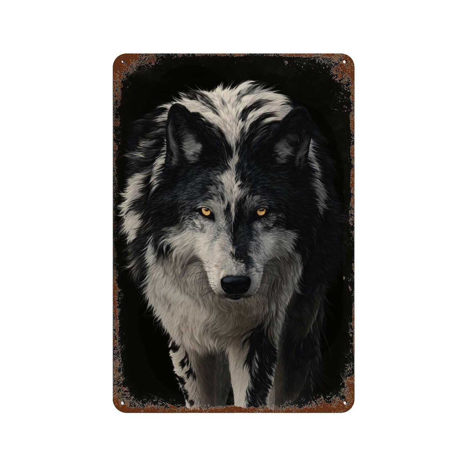 Wild Wolf Portrait -1 Aged Metal Wall Plaque 11.8"x7.9", for Garage, Bar And Workshop Decor, Farmhouse Wall Decor