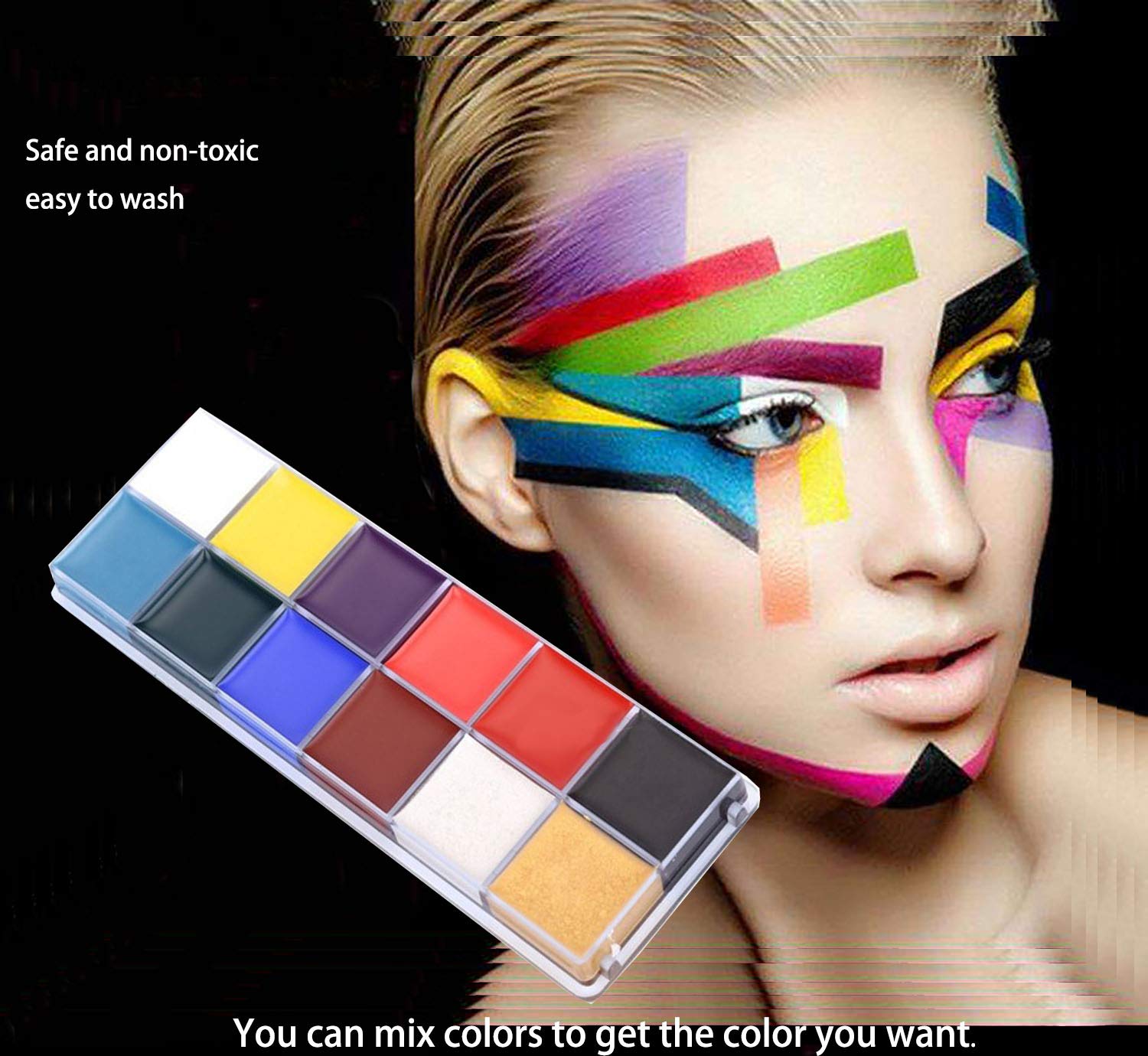 Paleta De Pintura Facial De 42 Colores | Kit De Maquillaje Fluorescente Y Mate Base Agua | Lavable Y Seguro Para Niños Y Adultos