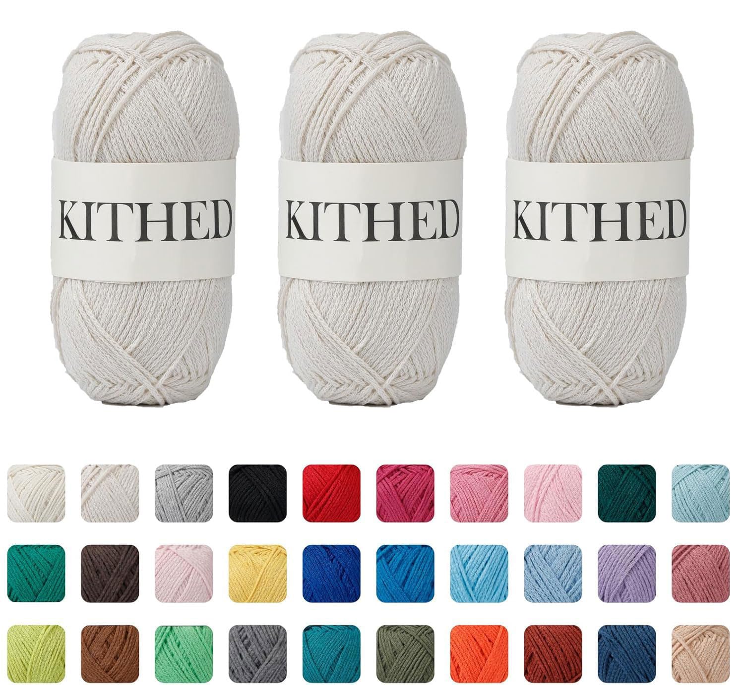 Cotton Yarn，10.5oz，526yard，3 Pack ，Soft Yarn for Crocheting and Knitting (51 White Beige)