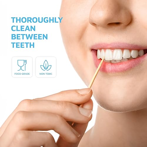 Miniatura 6 de Montopack Palillos de dientes envueltos en papel individualmente, paquete ecológico a granel de 1000 palillos de frutas de madera seguros para