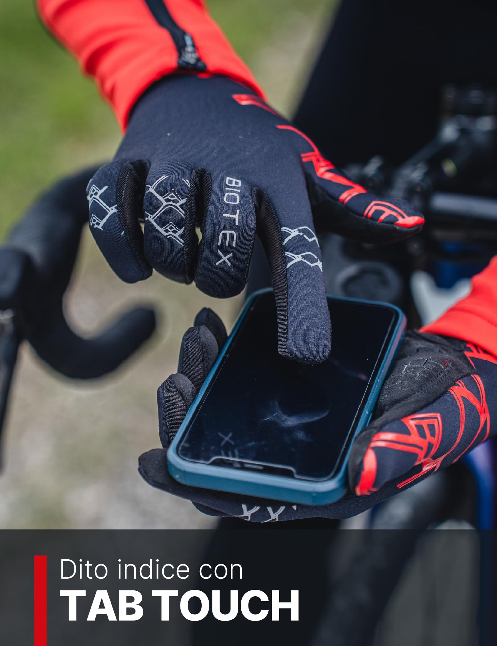 BIOTEX Guanti Neoprene per Bici a Dita Lunghe, con Tecnologia Touchscreen, Protezione dal Freddo, ideale per Ciclismo su Strada o MTB