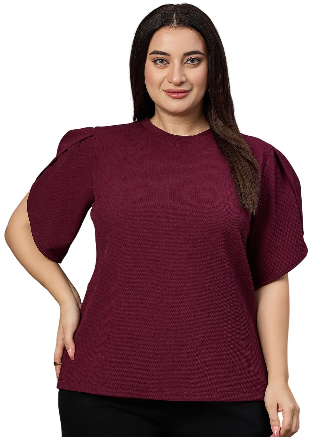 Women White Polyknit Smart Casual Top