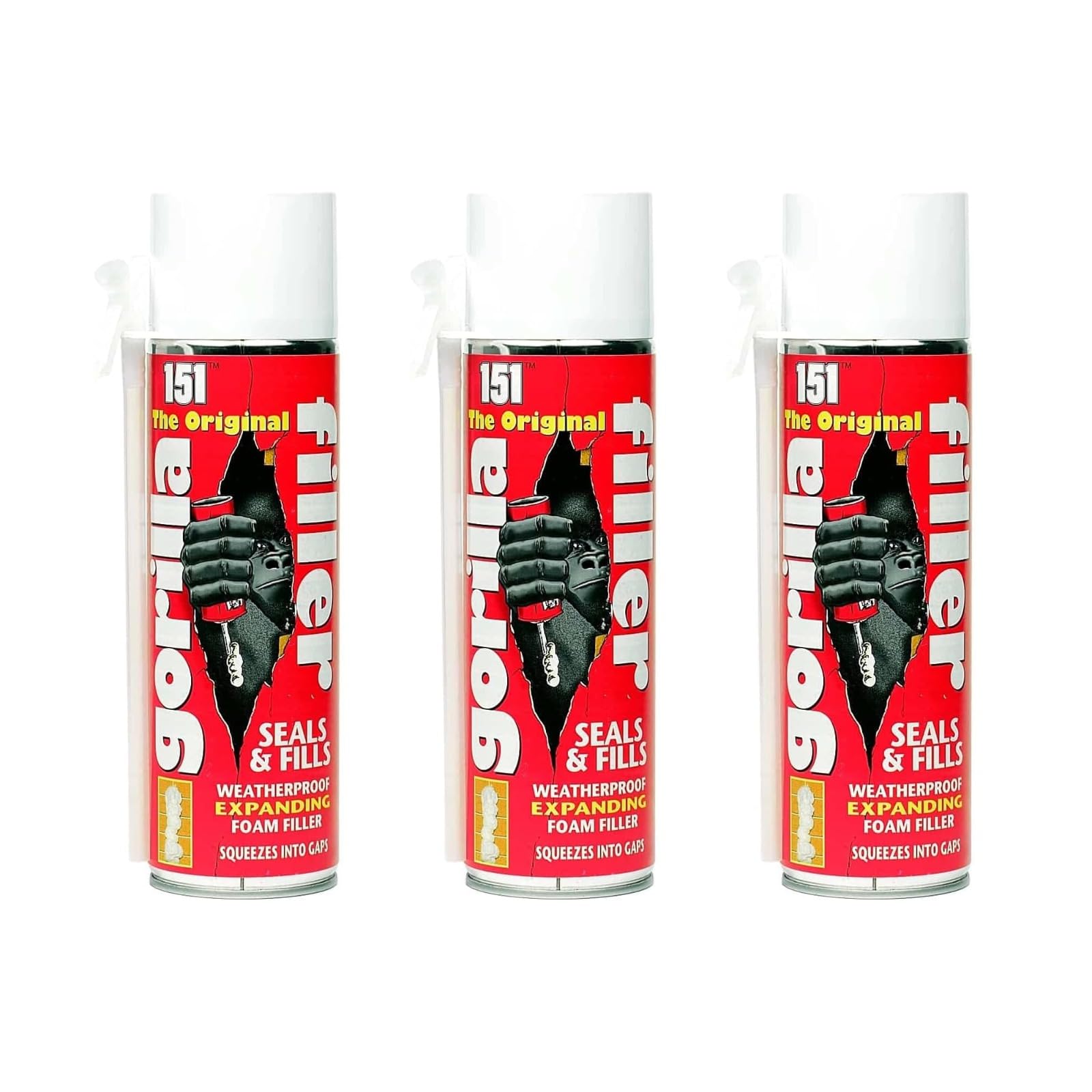 YSAMAX Gorilla Filler Weatherproof Expanding Foam Filler, Securely Seals & Fills, Squeezes Into Gaps, Suitable for Filling, Sealing Gaps & Cavities, Keeps Dust and Pests Aways, 500ML (3 PCS)