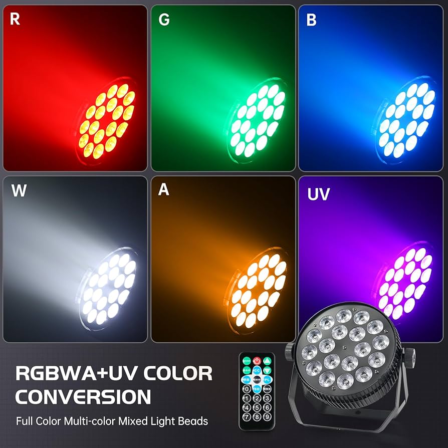 Amazon.com: LED Stage Lights,18x18 Watt RGBWAUV 6-in-1 LED Par