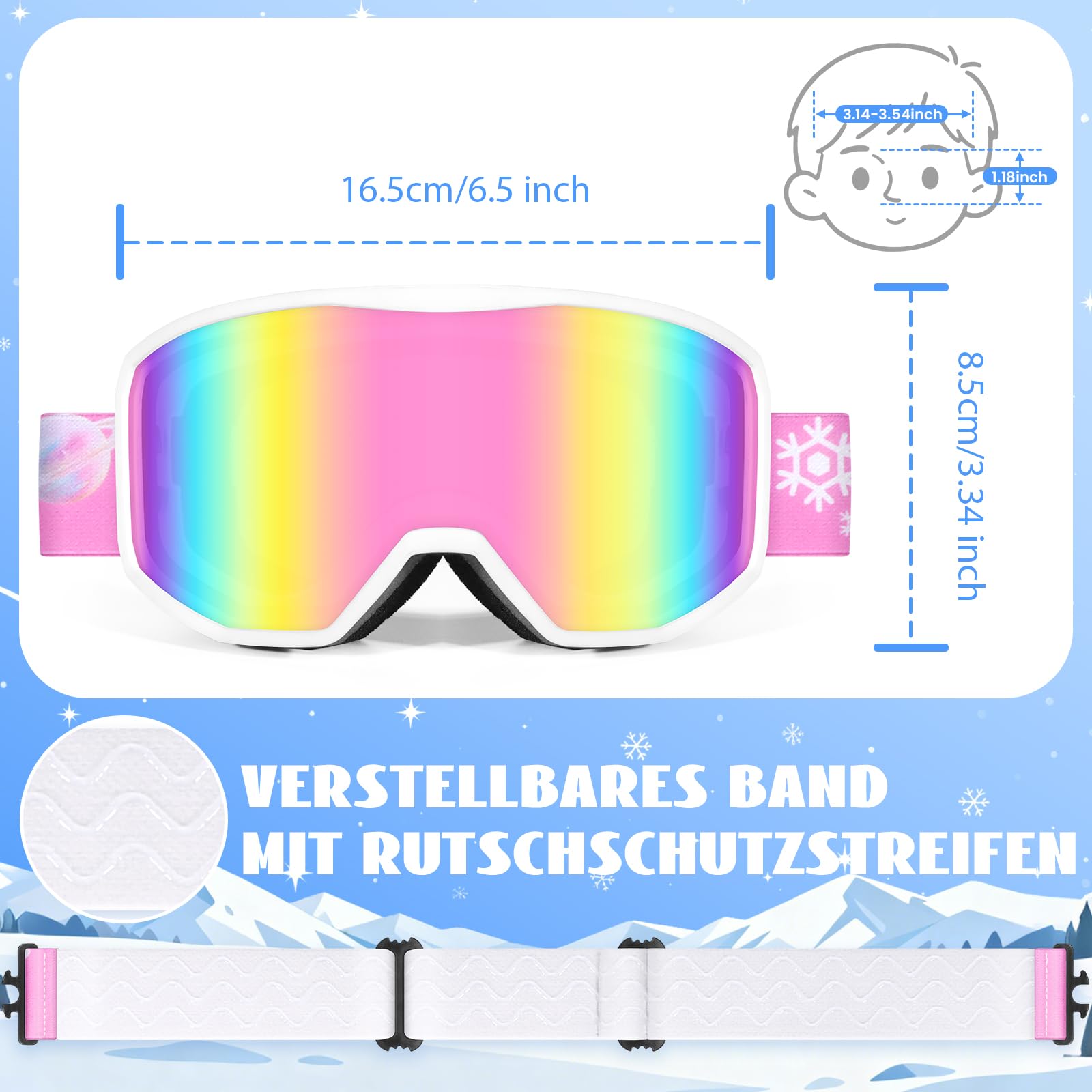 Supertrip Maschera da Sci Bambino, Occhiali da Sci snowboard Anti 400UV Anti Nebbia per bambini e bambine dai 6 ai 14 anni, maschera da snowboard compatibili con i caschi