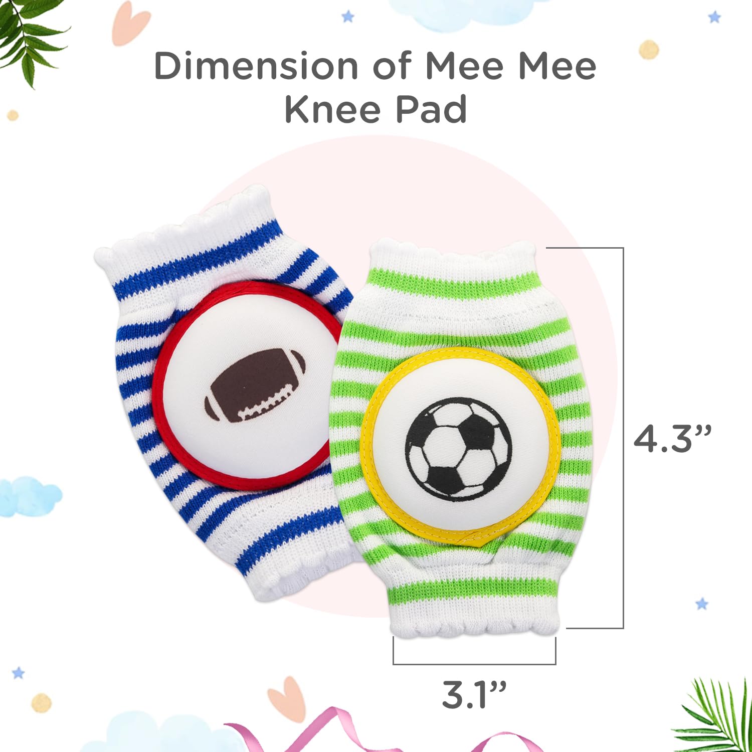 Mee Mee Soft Baby Knee/Elbow Pads for Crawling, Anti-Slip Padded Stretchable Elastic, Breathable Cotton Comfortable for Babies/Infants/Toddlers (Single Pack, Pink) 4