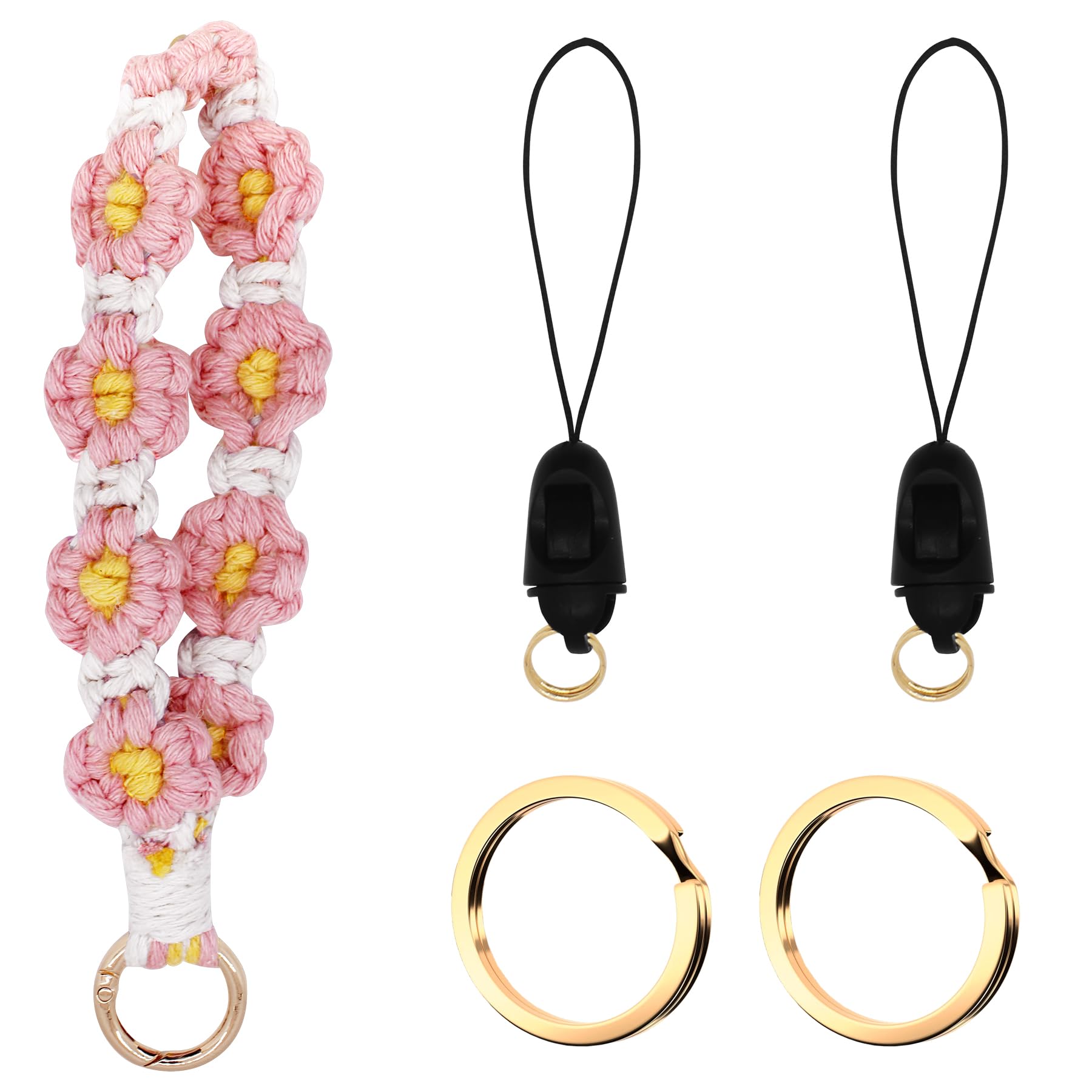 BIHRTC Boho Macrame Wristlet Keychain Handmade Keyring Bracelet Wrist Lanyard for Women Car Keys Holder