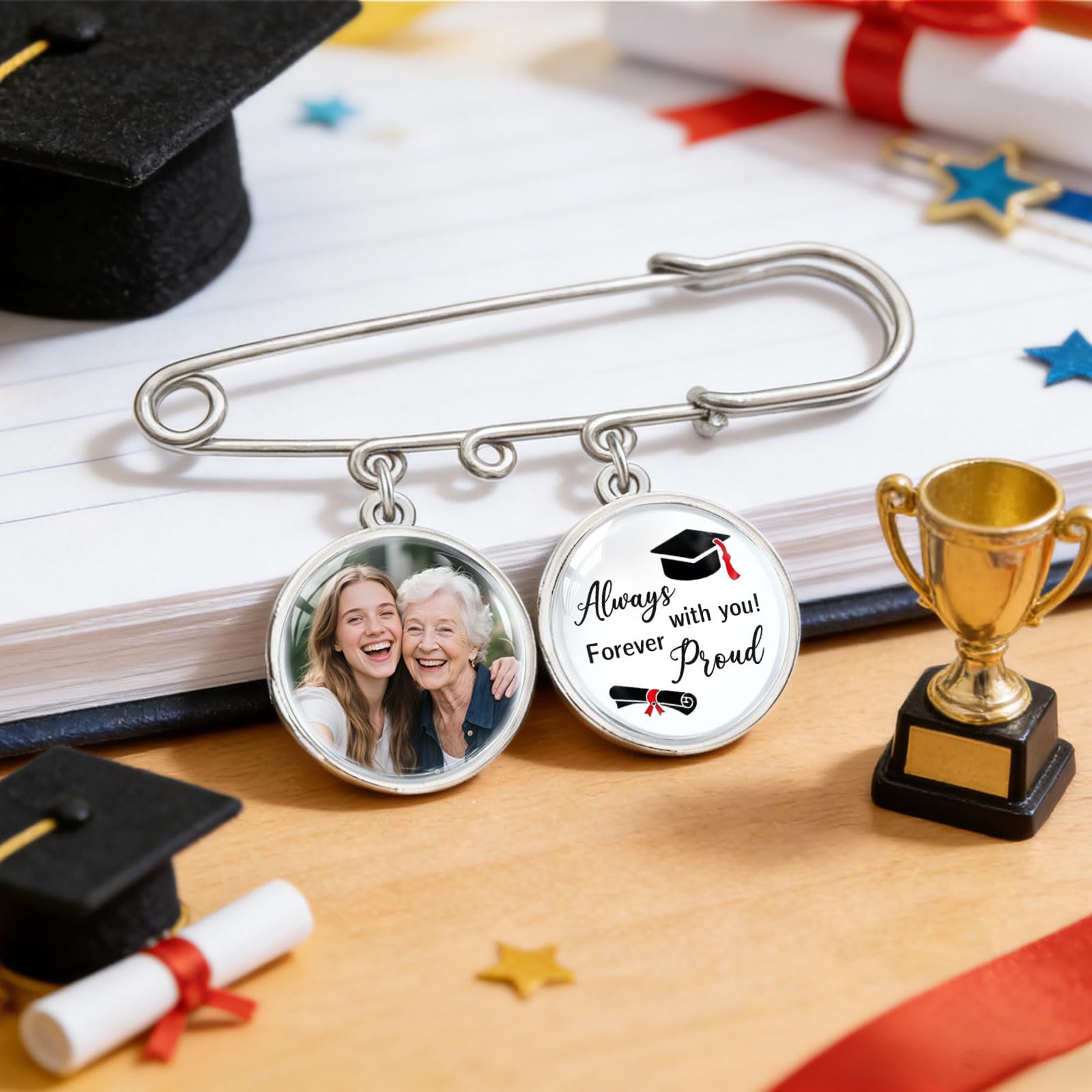 Custom Graduation Tassel Brooches Pins with Memorial Photo Texts Charm,Personalized Memorial Cap Accessory 2026 - 5