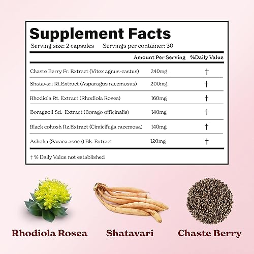 Miniatura 2 de Better Alt Cápsulas PMS+ con bayas castas, Rhodiola Rosea Apoya la salud hormonal, ayuda a reducir las molestias, mejorar el estado de ánimo