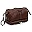 cuero Genuine Buffalo Leather Unisex Toiletry Bag Travel Dopp Kit Made With High Class Buffalo Leather (dark brown)