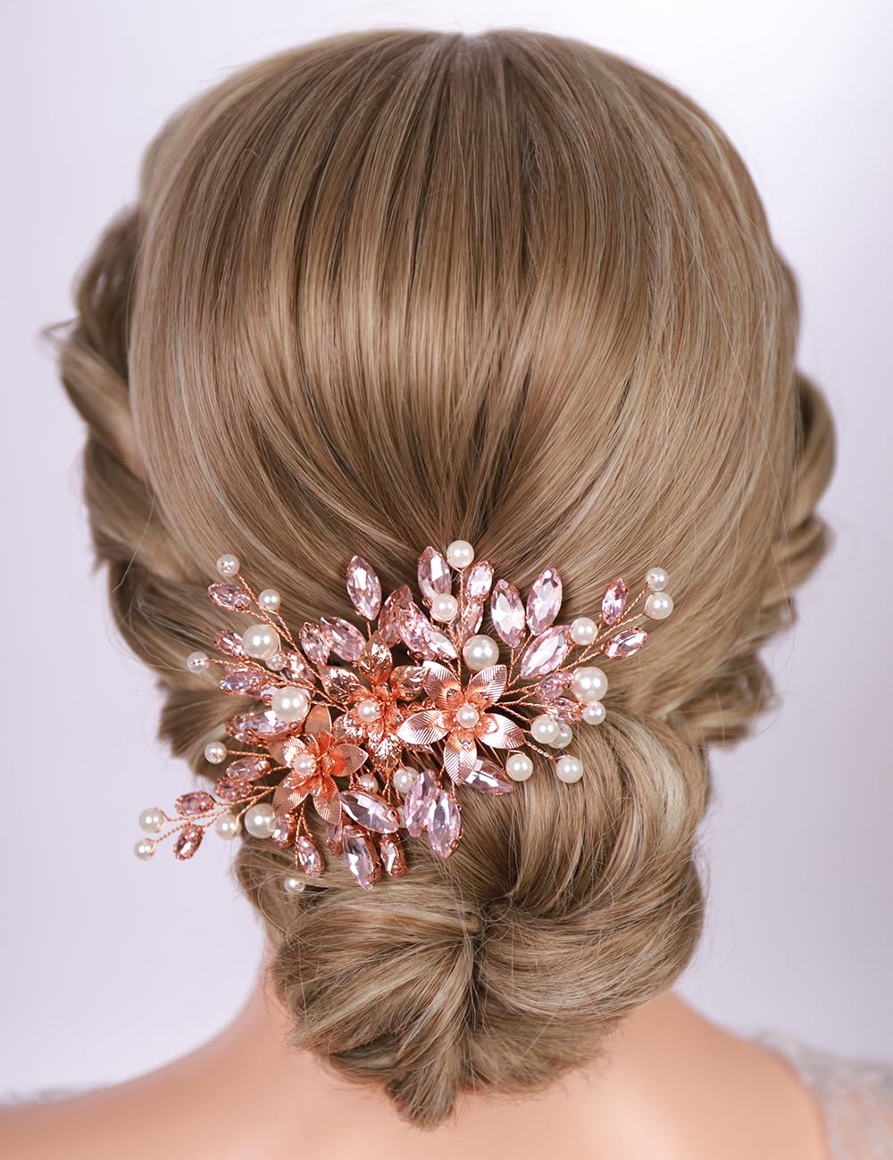 Teyglen Wine Red Rhinestone Hair Clips Bride Wedding Hair Clips Bridal Crystal Hair Barrette Vintage Flower Headpiece Dainty Rhinestone Pearl Hair Piece Hair Accessory for Women(Wine red)