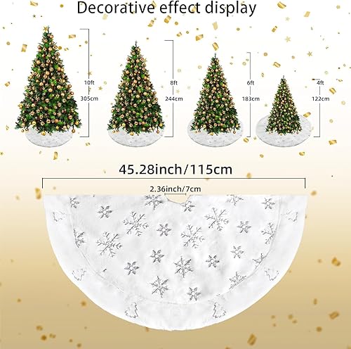 Miniatura 7 de Falda de árbol de Navidad de 36 pulgadas, de piel sintética blanca, copos de nieve, decoración para árboles artificiales de 3 pies, 4 pies y 6 pies