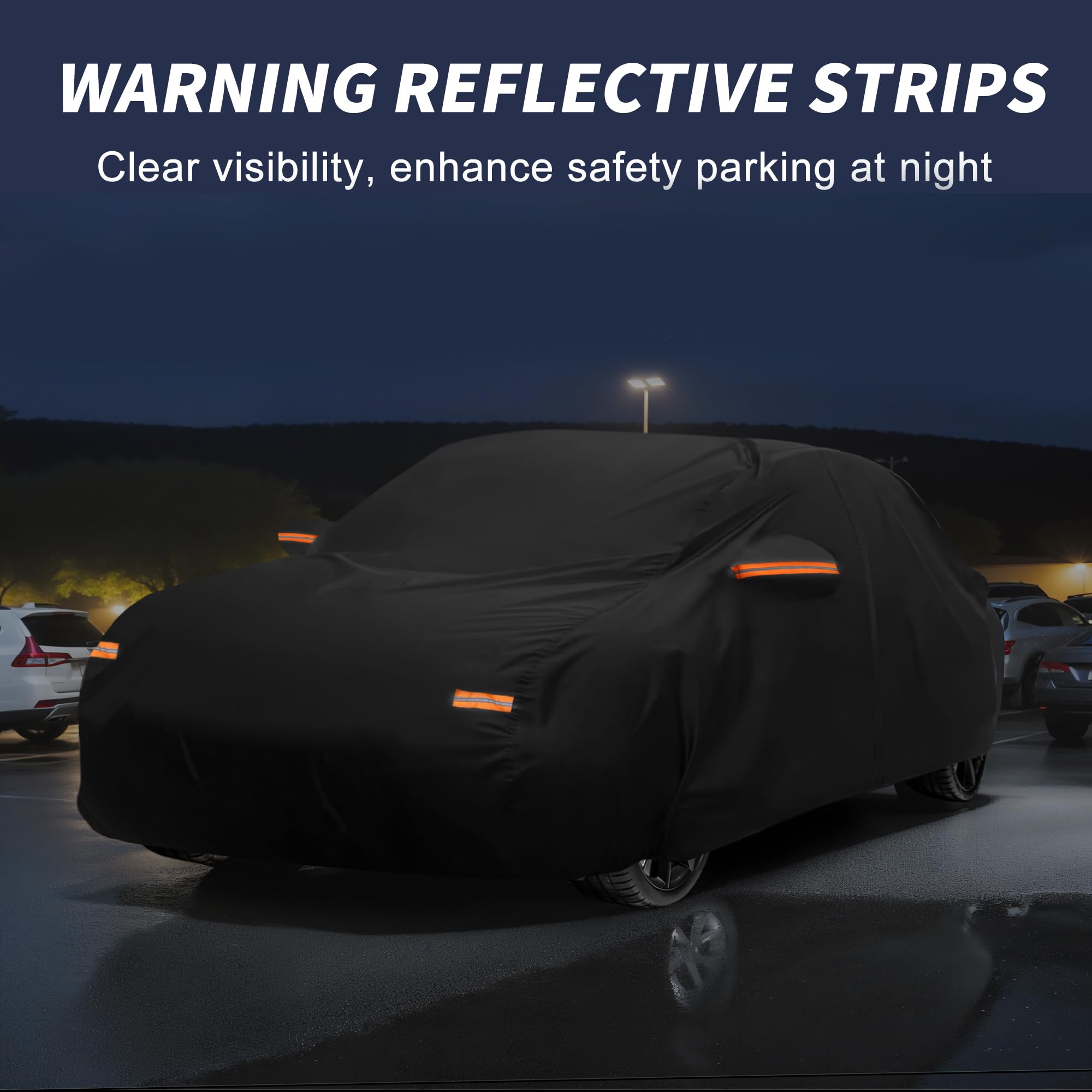 X AUTOHAUX Car Cover Outdoor Waterproof Sun Rain Snow Hail Protection with Left Side Door Zipper Aluminum Film — view 5