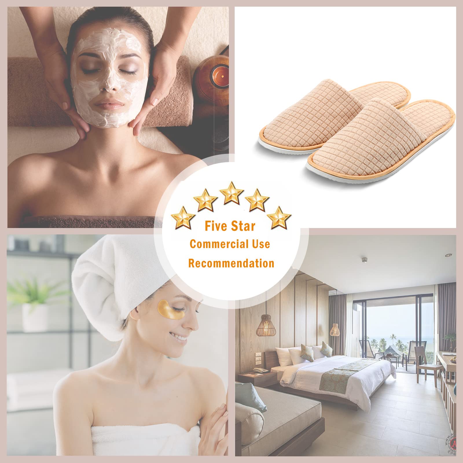 Anmerl 10 Paia Ciabatte Monouso per Hotel Ospiti, Pantofole Lavabili Antiscivolo in Cotone Spesso, Morbide e Confortevoli per Casa, Viaggio, Spa, Commerciale