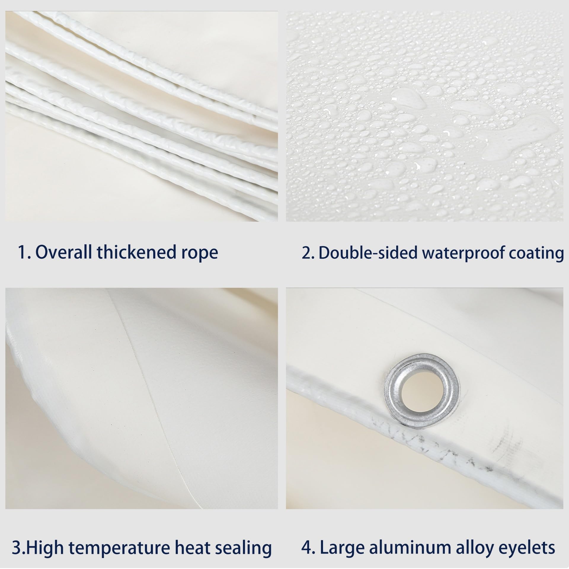 Telo di Copertura con Occhielli 1.8 x 1.9 m Resistente Al Gelo e Ai Raggi UV Tendone da Esterno Grandi Dimensioni Antistrappo, Antivento per Piante, Serra, Pet Hutch, Bianco