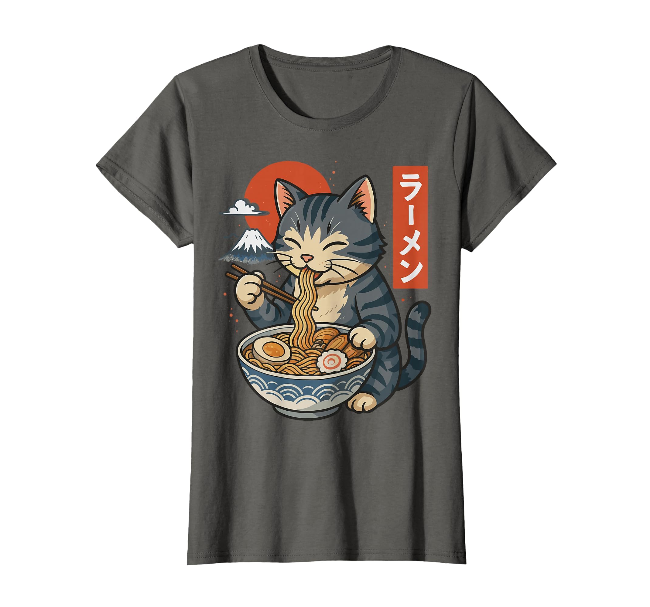 Anime Cat Eating Ramen Retro Kawaii Ramen Cat T-Shirt