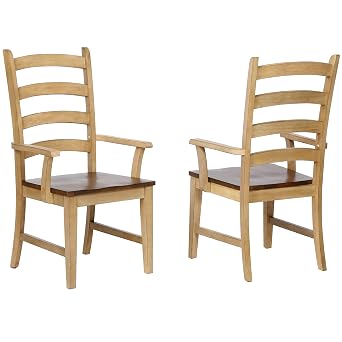 Sunset Trading Brook Dining Chairs, Distressed two tone light creamy wheat with warm pecan finish seat
