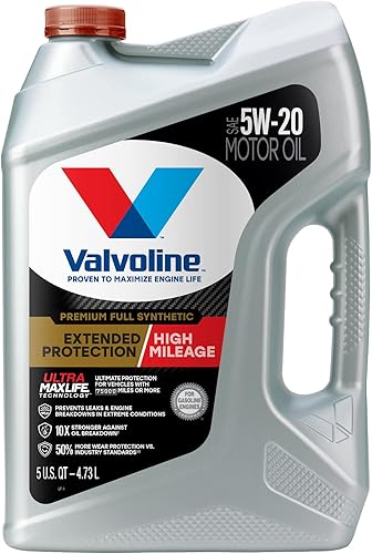 Valvoline Protección extendida de alto kilometraje con tecnología Ultra MaxLife 5W-20 Aceite de motor sintético completo de 5 cuartos de galón