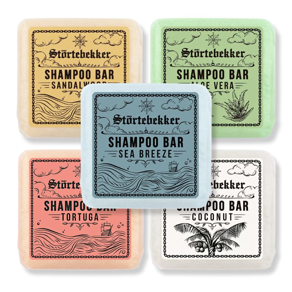 Störtebekker® Premium Festes Shampoo Top 5 Set (5 Düfte) - Handgefertigtes, Veganes Feuchtigkeits-Shampoo für Herren & Damen - Wohlduftende Duschpflege für Haut und Haar