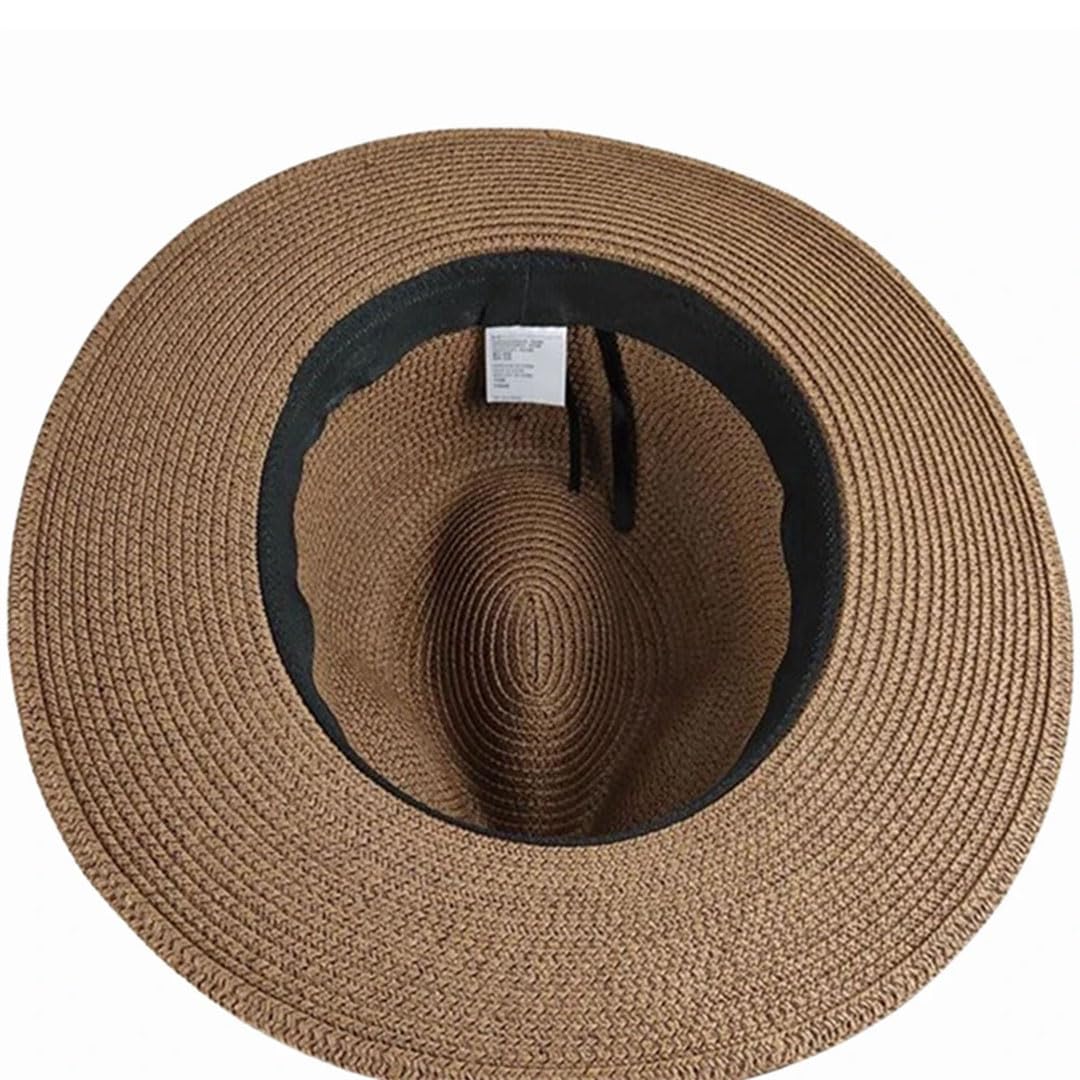 Cappello Panama da donna a tesa larga da spiaggia, Nero , 7 1/8-7 3/8