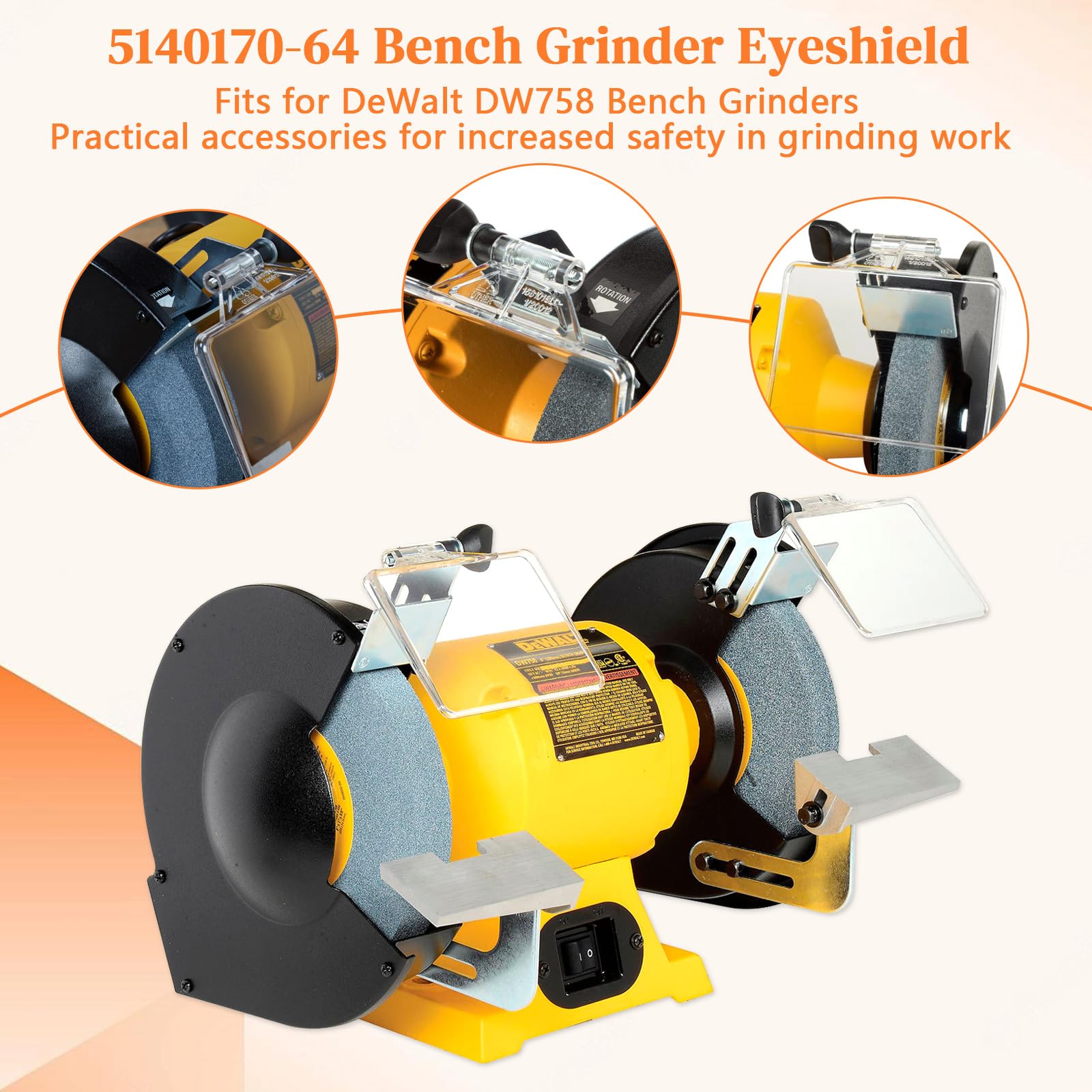 Paquete de 4 protectores oculares de repuesto para amoladora de banco 5140170-64 para DeWalt (4)