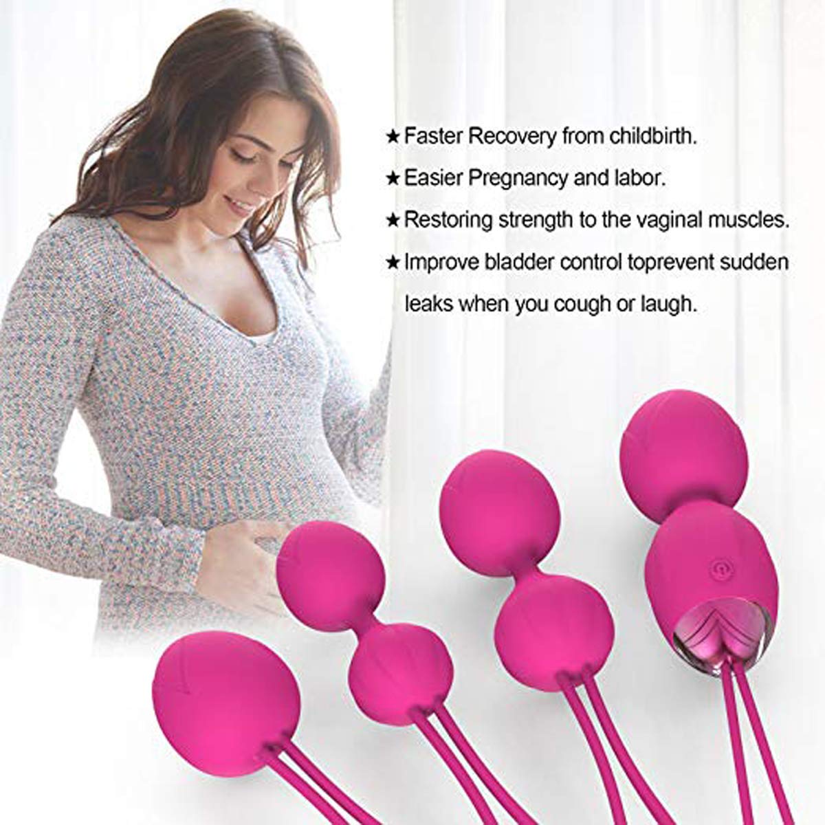Boules de Geisha 2 en 1 Balles de poids et massage Kegel - Balles en silicone Kegel pour débutants et avancés pour les exercices sur le plancher pelvien et le serrage (rose)