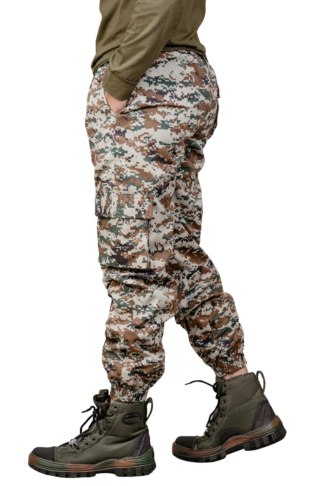 Men's Camouflage Cargo Lower, Polyester, Elastic Waist and Ankle Cuffs, Multi-Pocket-picture-10