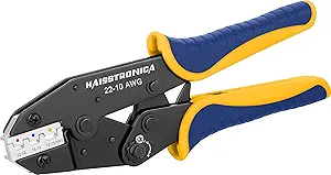 haisstronica Crimping Tool For Heat Shrink Connectors-AWG 22-10 Ratchet Wire Terminal Crimper-Ratcheting Crimper Tools-Available For Insulated Nylon Connectors and Electrical Wire Connectors HS-8327