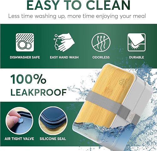 Miniatura 3 de Umami - Lonchera bento con utensilios para adultos, lonchera grande de 40oz, lonchera todo en uno para comidas preparadas, a prueba de fugas, para