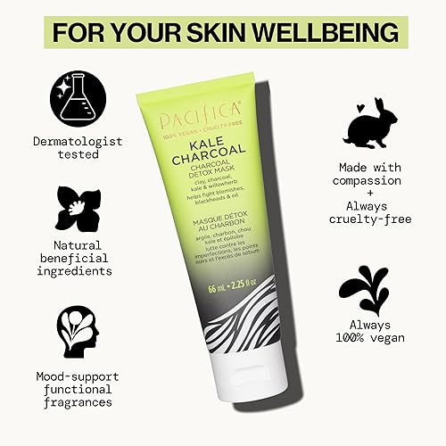 Miniatura 9 de Pacifica Kale Charcoal Ultimate Detox - Mascarilla facial para todo tipo de piel (vegana y libre de crueldad), lima, 2.25 onzas líquidas