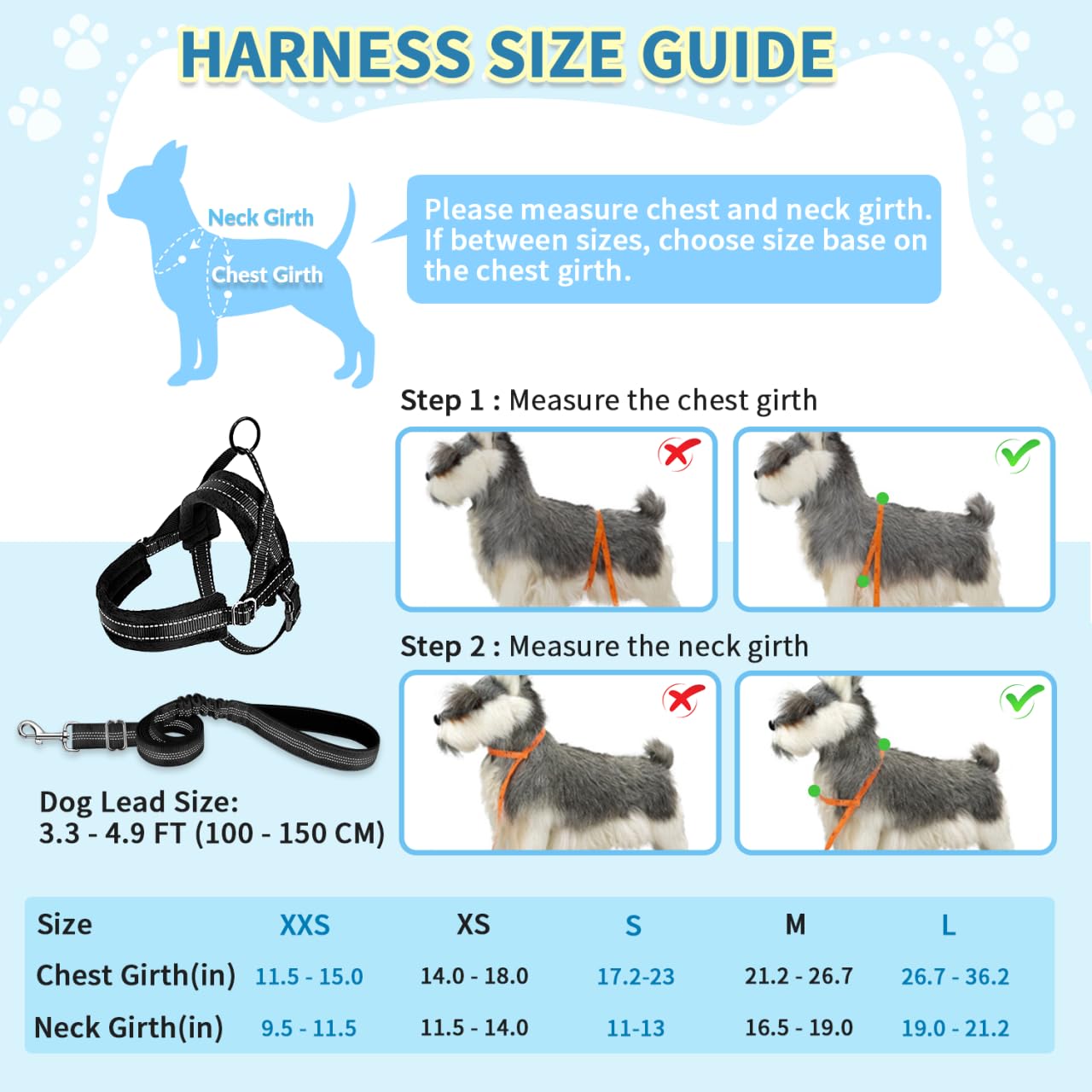 SlowTon Kein Pull Hundegeschirr und Leine, Heavy Duty Easy Walk Vest Harness Weich gepolsterte Reflective Adjustable Welpengeschirr Anti-Twist 4Ft Pet Blei Quick Fit Klein Schwarz