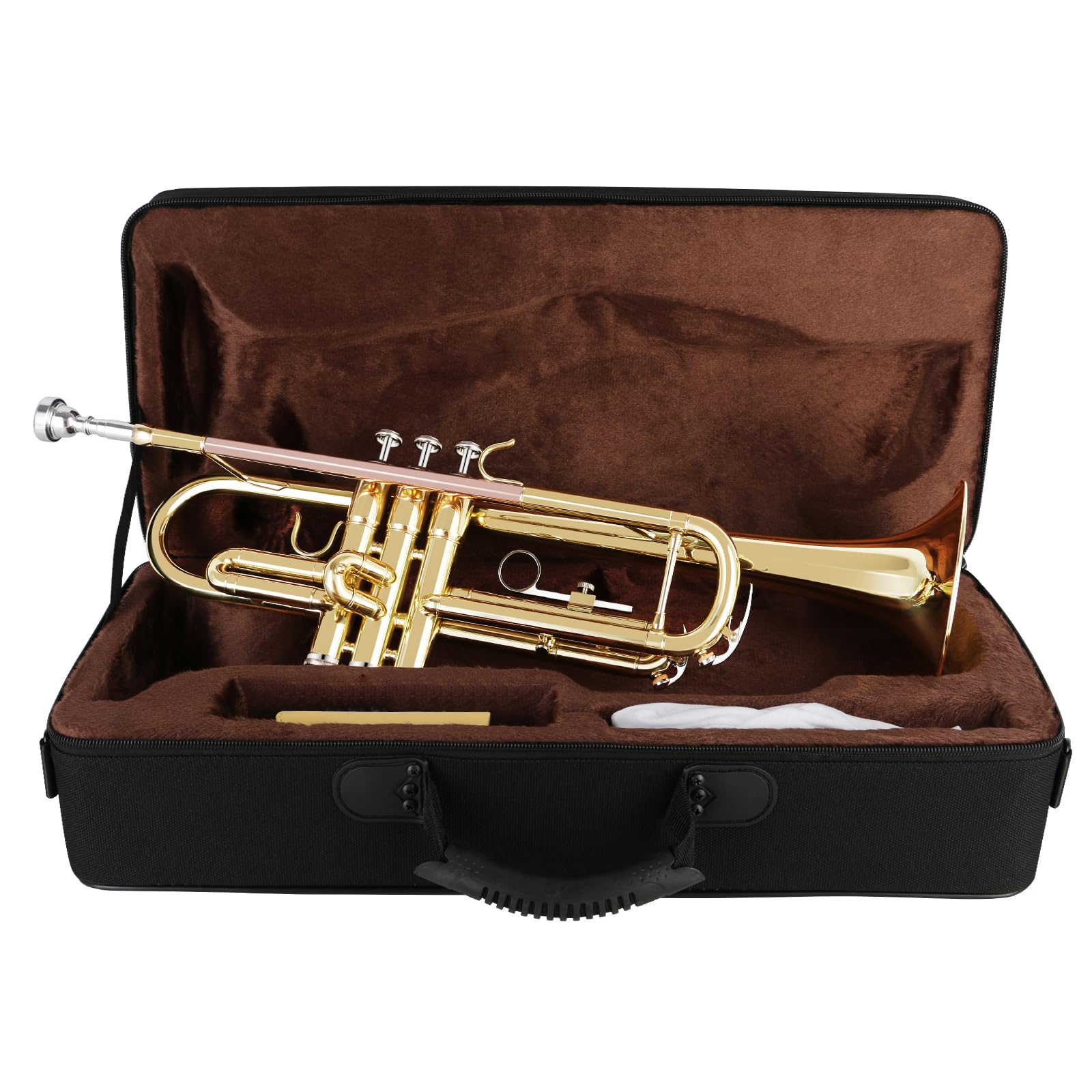 EastRock Set Tromba Oro in Ottone Standard in Sib per Studenti Principianti,Strumento in Ottone con Custodia Rigida,Guanti,Bocchino 7C,Per Principiante,Adulti,Artisti professionisti, Festa(oro)