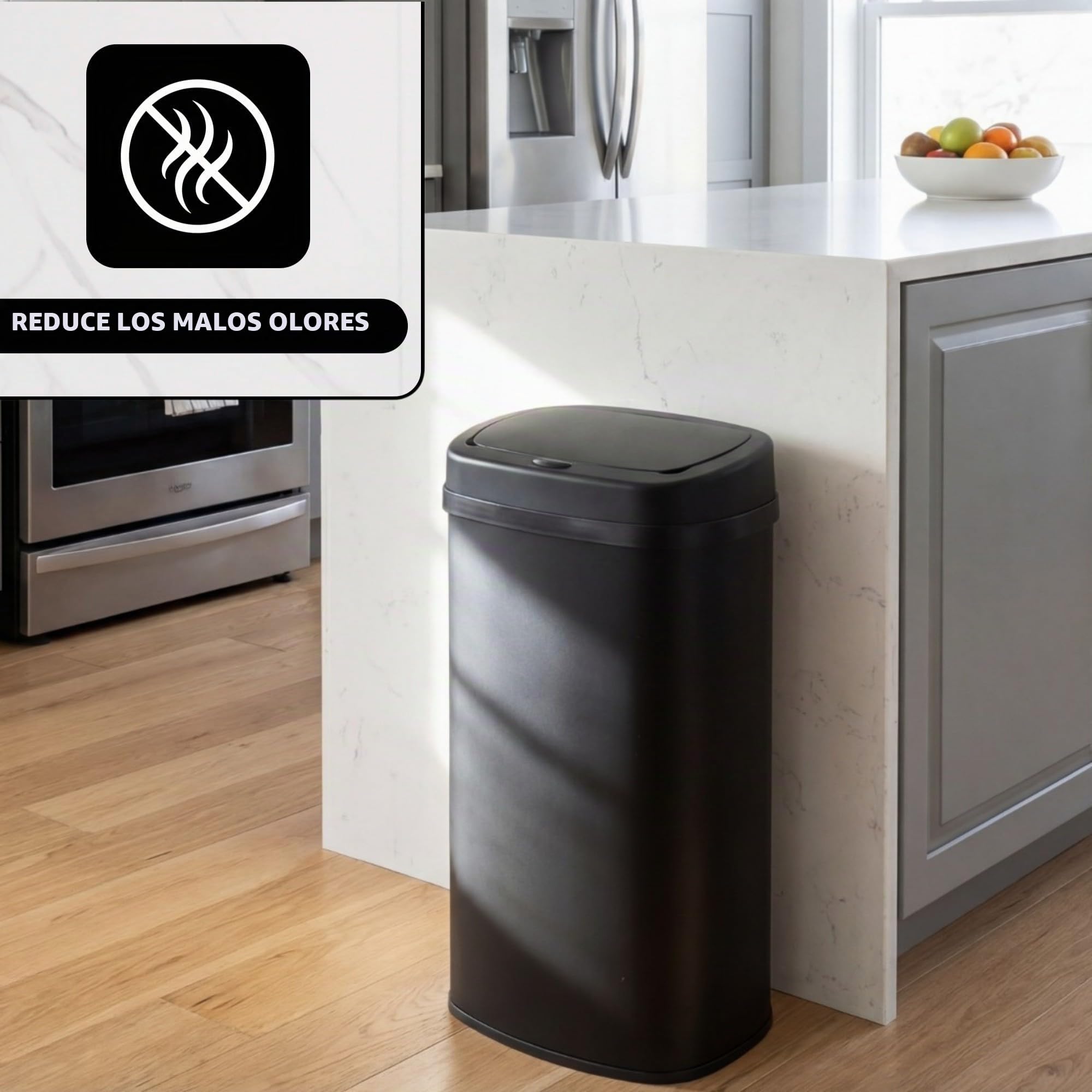 Bayt Cubo De Basura De Cocina De 60 L En Negro Con Tapa Táctil - Cubo Grande Para Residuos Y Basura Para Reciclaje | Cubo De Basura Rectangular Con Sellado Antiolor Para Dormitorio, Baño Y Oficina