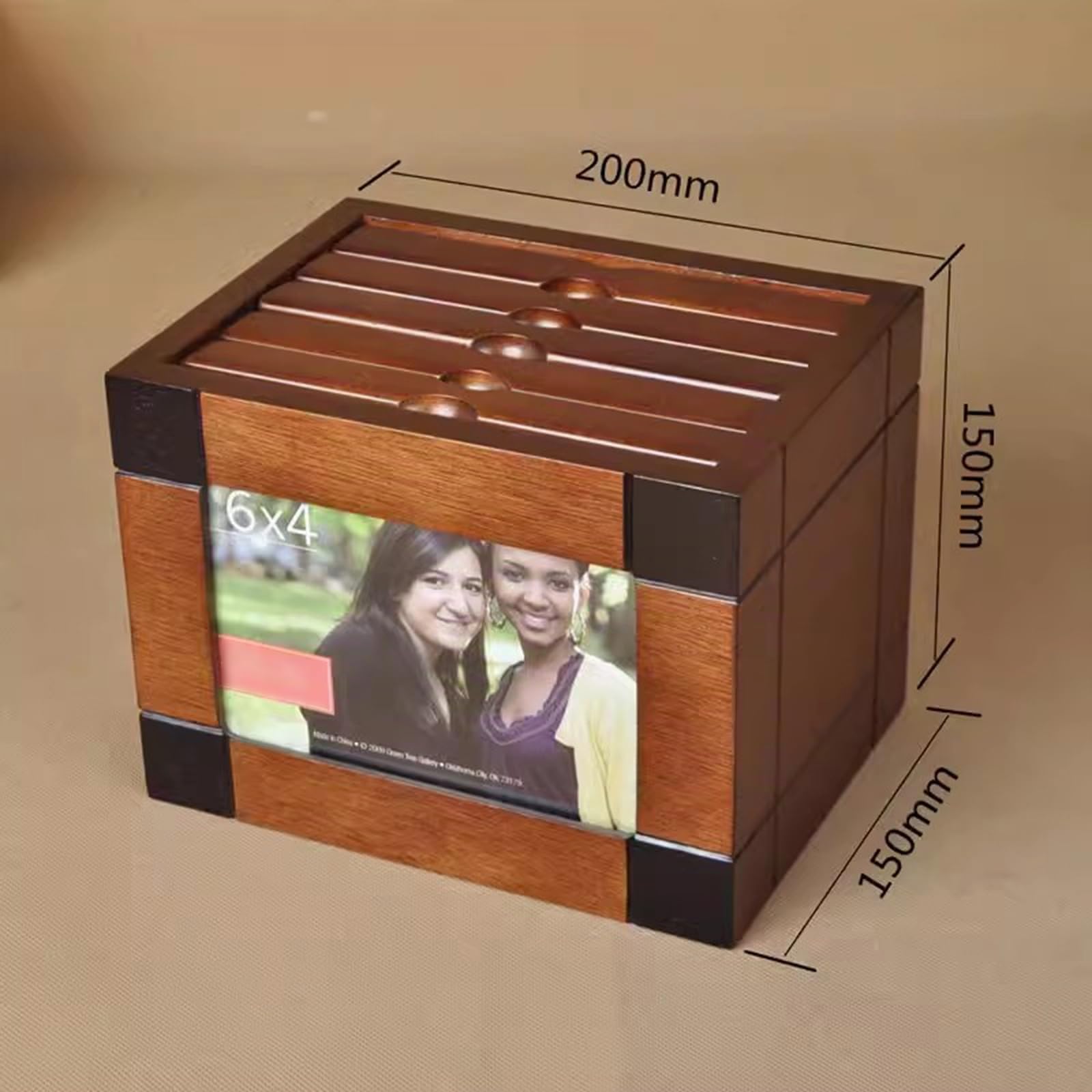 Caja De Madera para Fotos, Caja De Almacenamiento para Álbumes con 5 Álbumes Extraíbles, Cubo para Insertar Marcos De Fotos, para Fotos De 6 X 4 Pulgadas, Puede Contener 100 Fotos