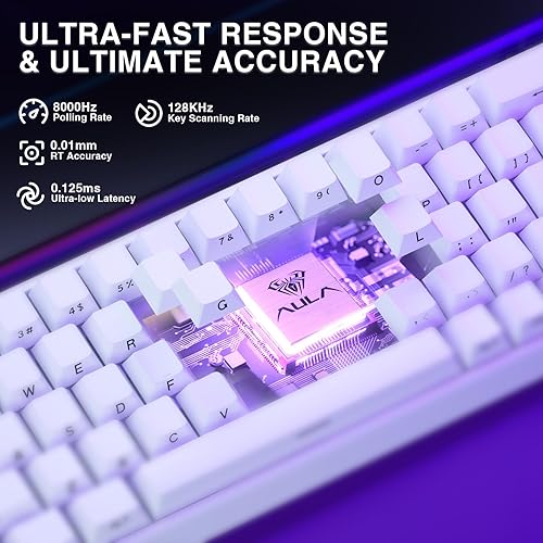 Miniatura 5 de AULA Hero 68 HE 60% Teclado para juegos con cable, interruptor magnético de efecto Hall con accionamiento ajustable, modo de disparo rápido, tasa de