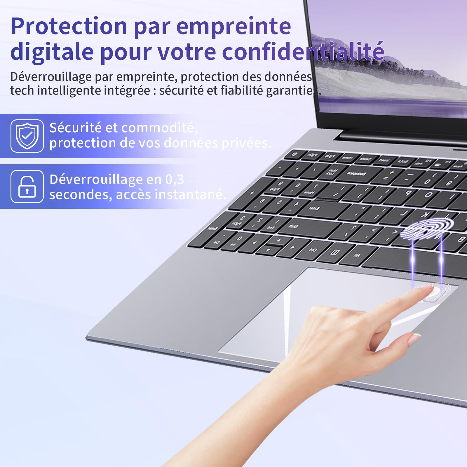 Ordinateur Portable 15,6 Pouces, Win11 Pro Core i3-6100U,16 Go RAM,Clavier Rétroéclairé AZERTY,ecteur d'Empreintes Digitales,PC Portable Léger Télétravail et Bureau (Gris, 16G+256G SSD)