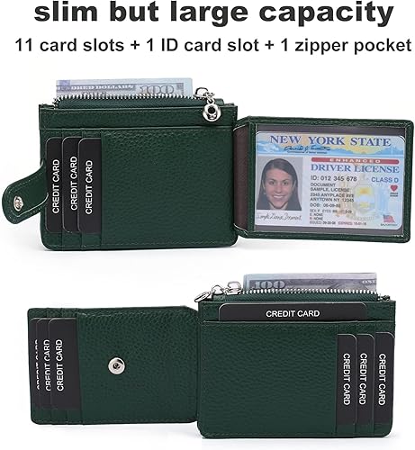 Miniatura 2 de Fependu Cartera delgada para mujer delgada para mujer, tarjetero con bloqueo RFID, de piel auténtica, carteras pequeñas
