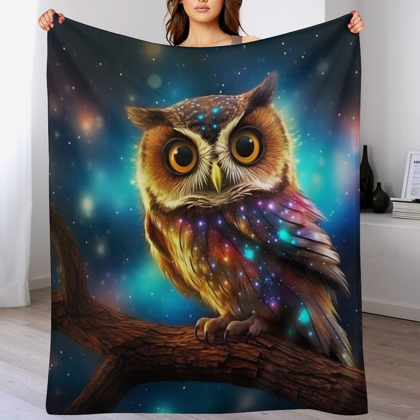 Housse de canapé polaire hibou en flanelle douce de 130x150 cm