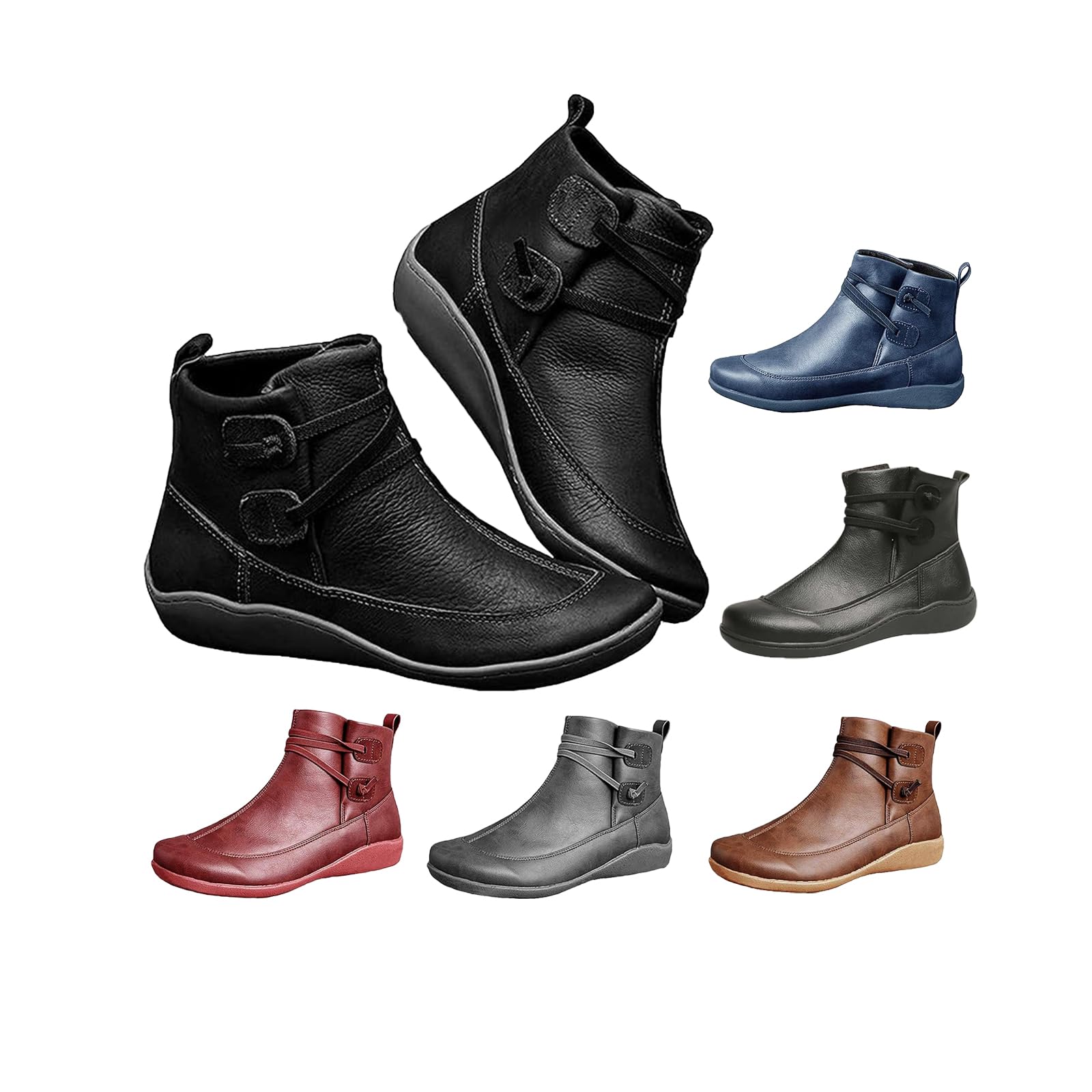 Ankle Boots for Women Arch Support Womens Low Heel Fashion Lac Up Zipper Booties Casual Walking Short Bootie