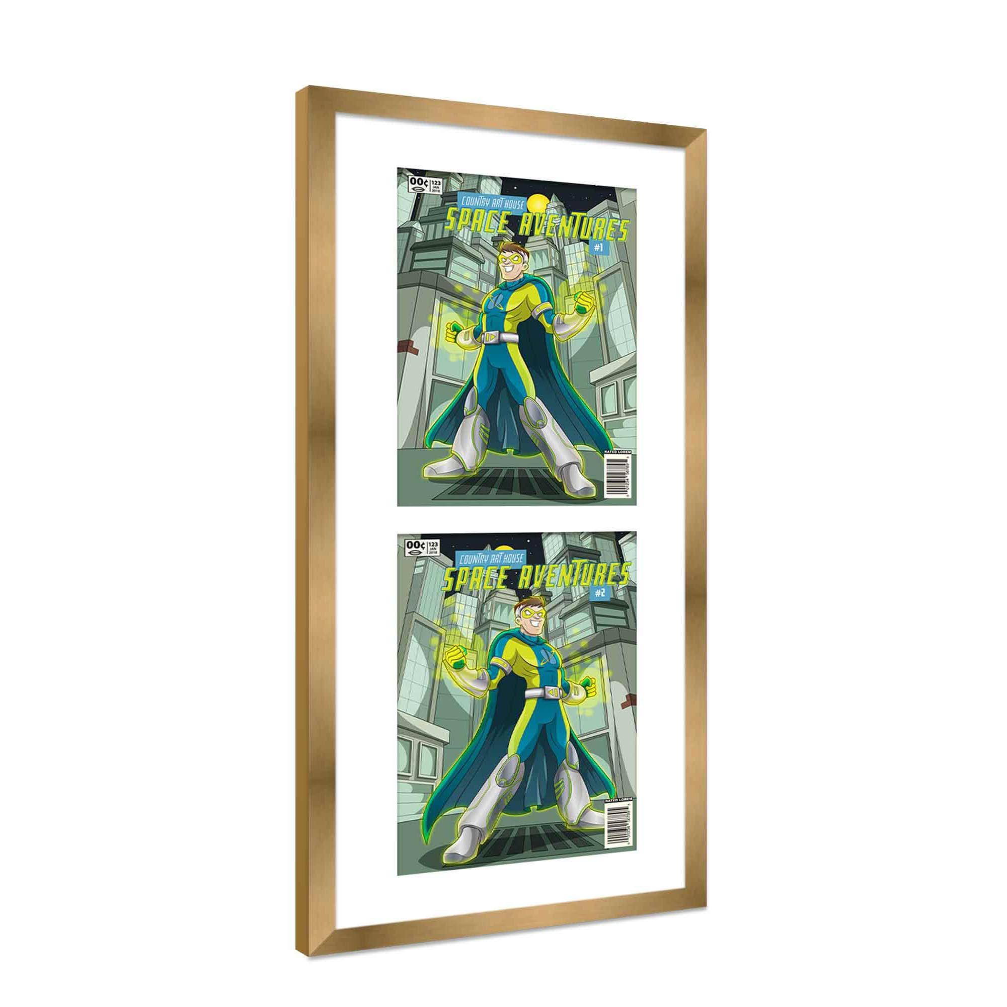 Amazon.com: 漫畫書架| 青銅啞光實木畫框,適用於1986年至今(黃金時代漫畫框)出版的漫畫|用於展示2 部紫外線丙烯酸漫畫,無酸白色霧面的 漫畫: