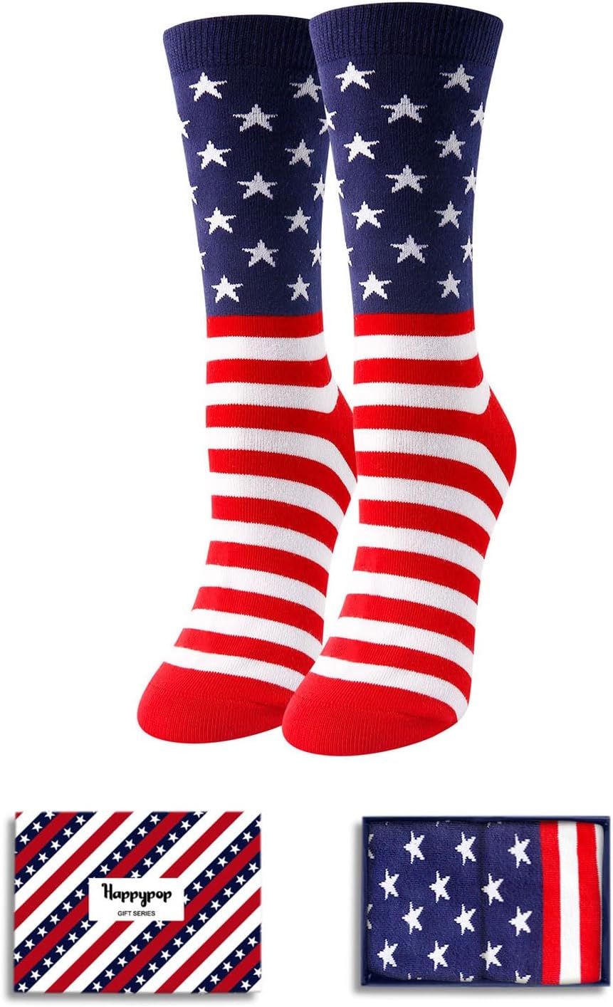 HAPPYPOP Funny Gifts for Women - Gifts for Dancer Dental American Flag, Ballet Teeth Socks