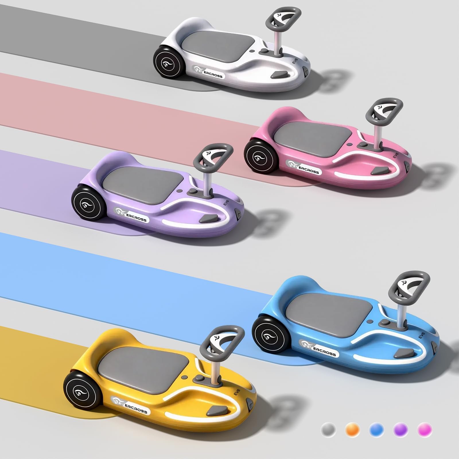 EVERCROSS EV6 Macchina Elettrica per Bambini, 4-in-1 Ricaricabile Auto Elettrica, 3 Velocità, Motore Brushless 90W, Anti-Ribaltamento, Luci LED & Bluetooth, Monopattino Pieghevole con Sterzo 360°