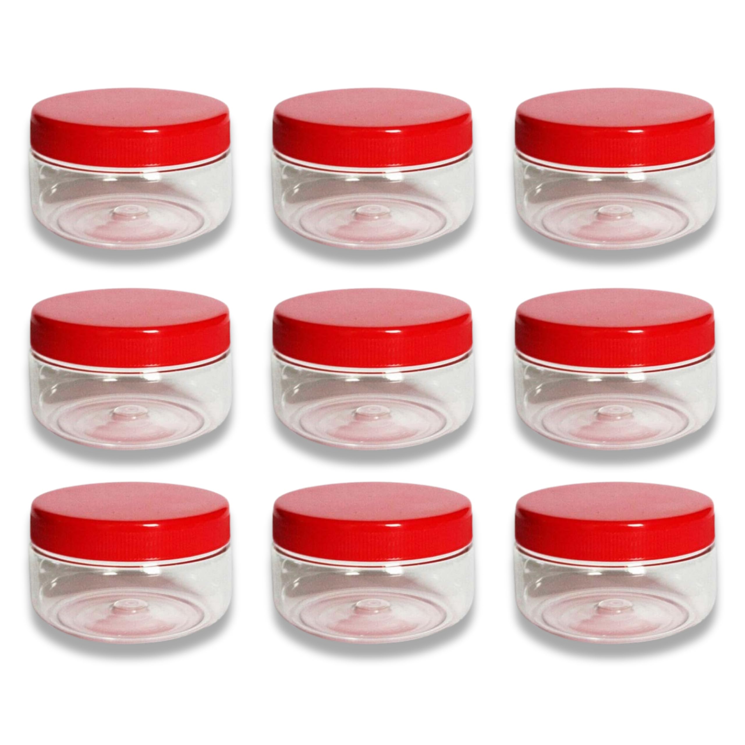 QUANTA 150ml Clear Plastic Jars (5oz) – Pack of 9 Medium Airtight Storage Pots | BPA-Free Spice Jars, Cosmetic Cream Containers & Craft Storage – Stackable, Reusable