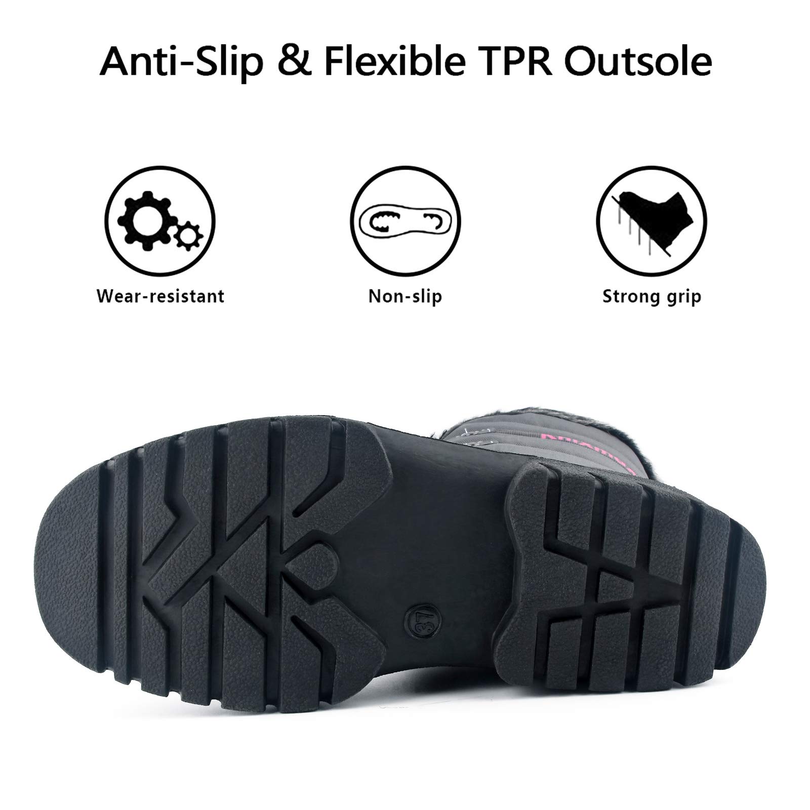 Knixmax Stivali da Neve per Donna e Uomo Stivali Invernali Foderati in Pelliccia Suole Impermeabili Scarpe Calde Stringati per Giardino, Fattoria e Outdoor